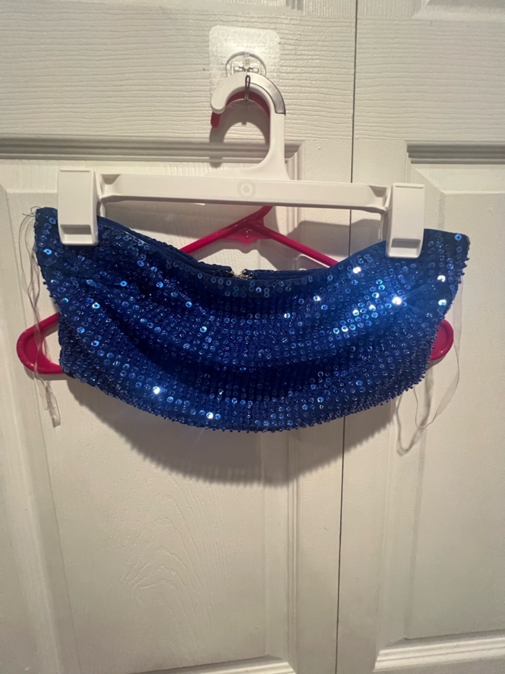 AKIRA Cobalt Sequin Bandeau Top